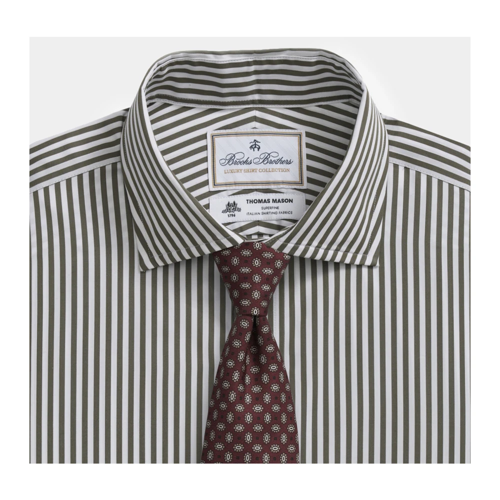 Brooks Brothers Gestreept overhemd met regular fit Thomas Mason Engelse spread collar Green Heren