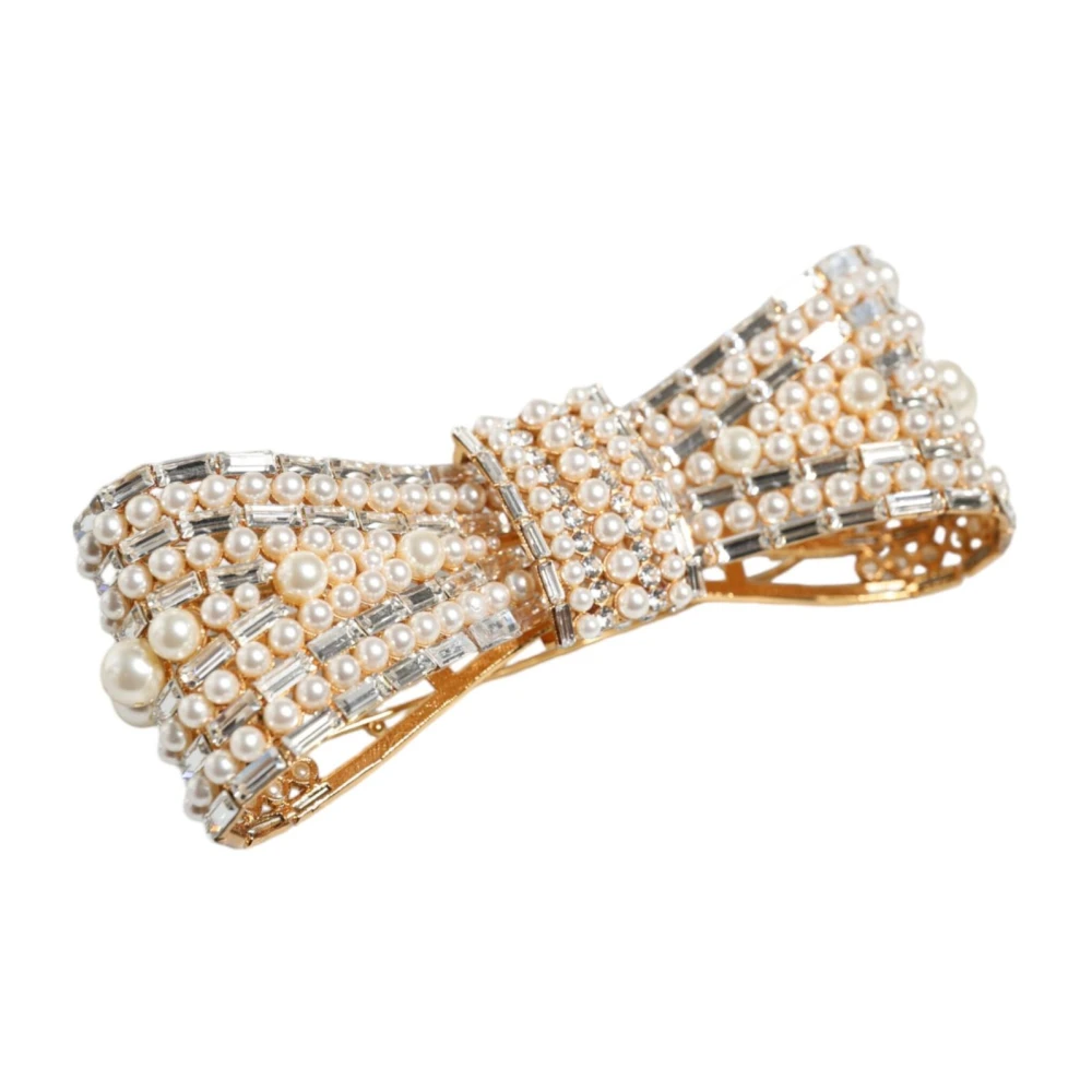 Dolce & Gabbana Women's Gold Crystal Bow Brooch Tone