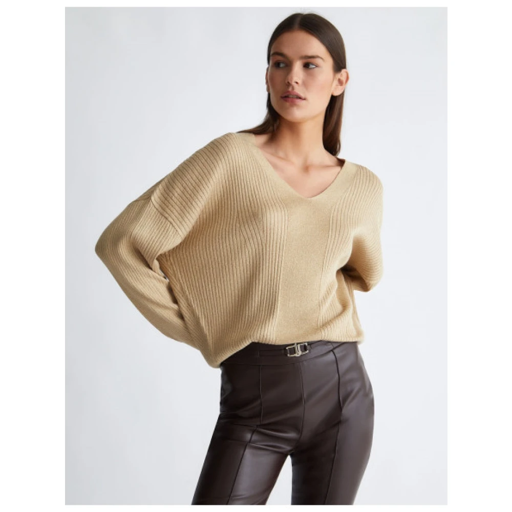 Liu Jo Diepe V Lurex Top Beige Dames
