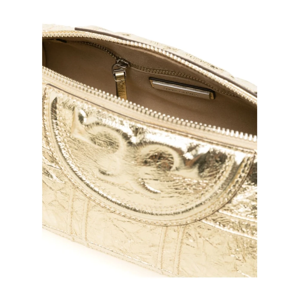 TORY BURCH Gouden Gebarsten Leren Tas Beige Dames