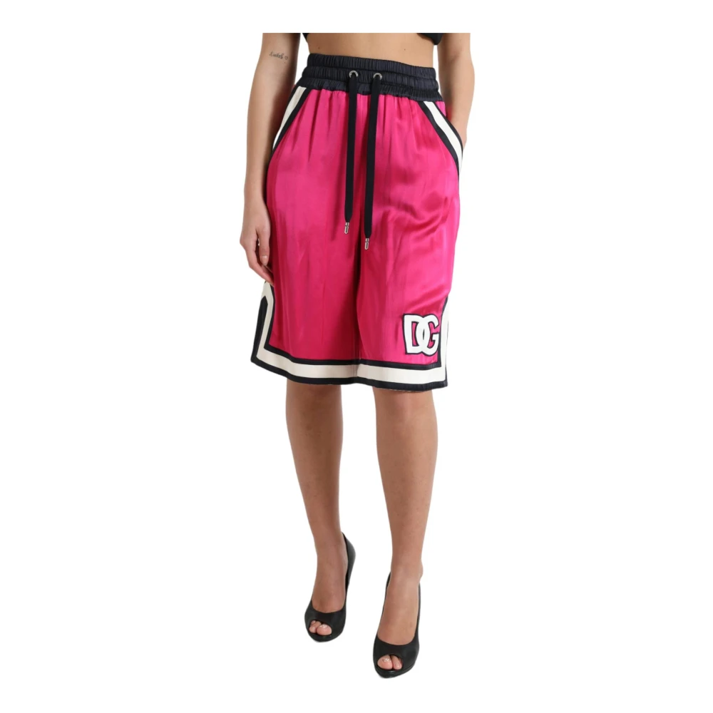 Dolce & Gabbana Roze hoge taille jersey shorts Pink Dames