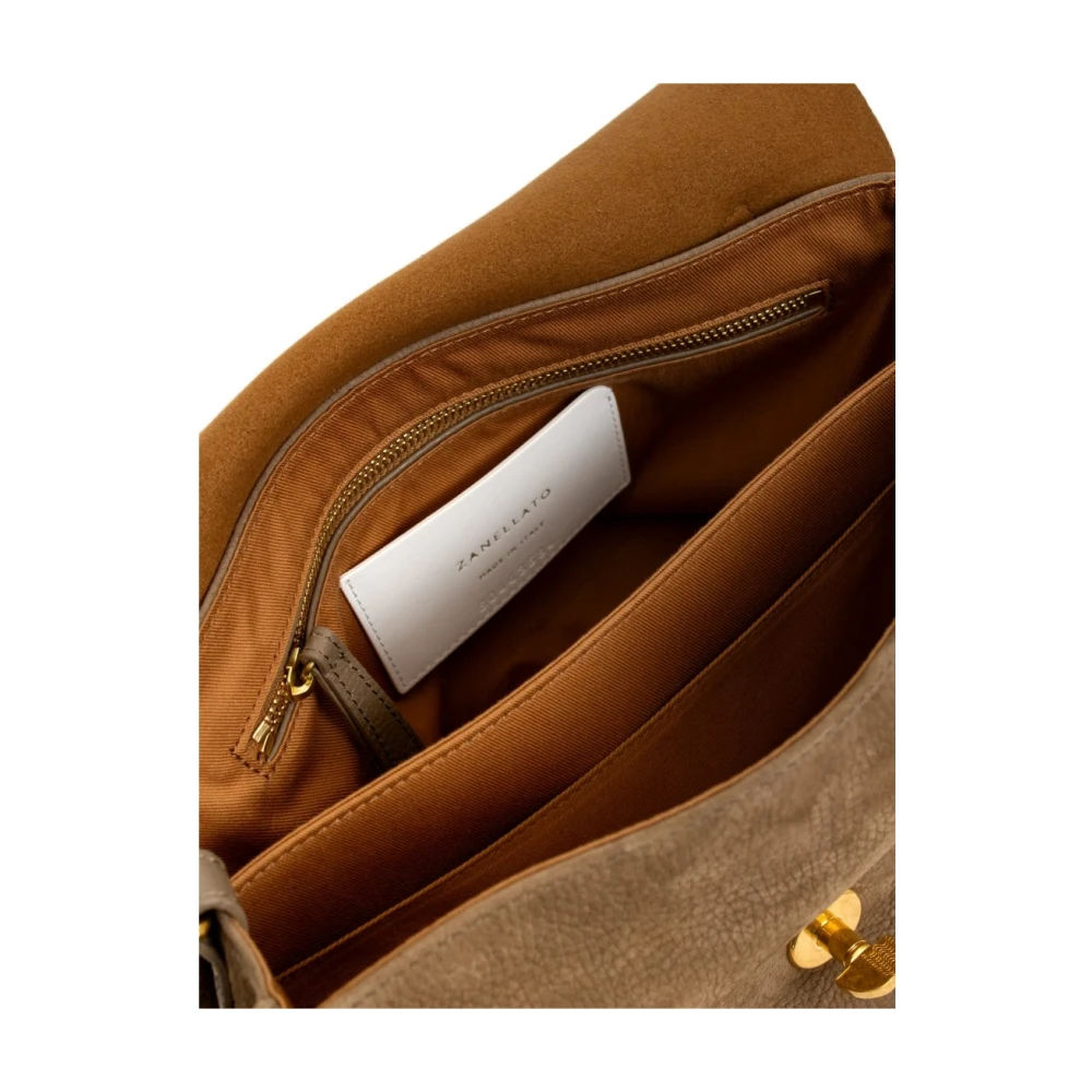 Zanellato Leren Crossbody Tas met Twist Lock Brown Dames