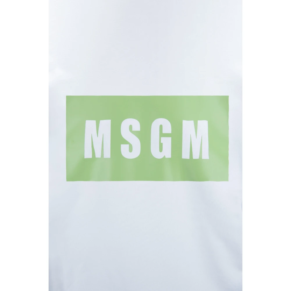 Msgm Heren Pullover Sweater met Logo Print White Heren