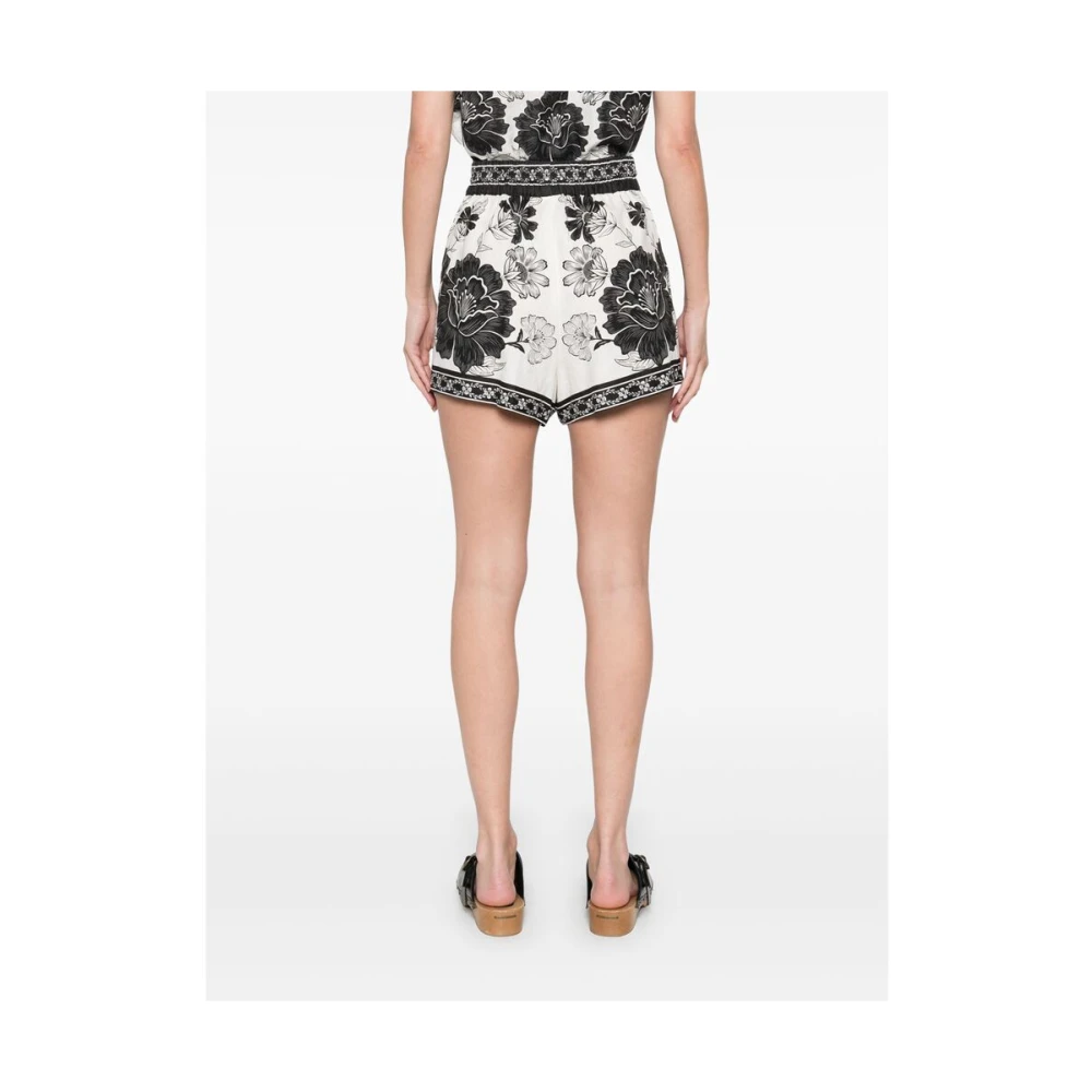 Farm Rio Witte elastische shorts met trekkoord in de taille Multicolor Dames