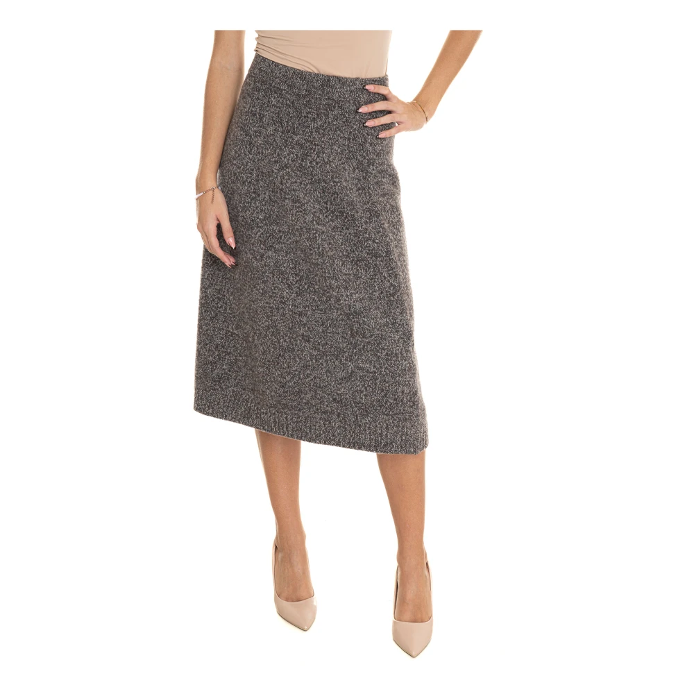 Max Mara Weekend Uitlopende wollen midi-rok Gray Dames