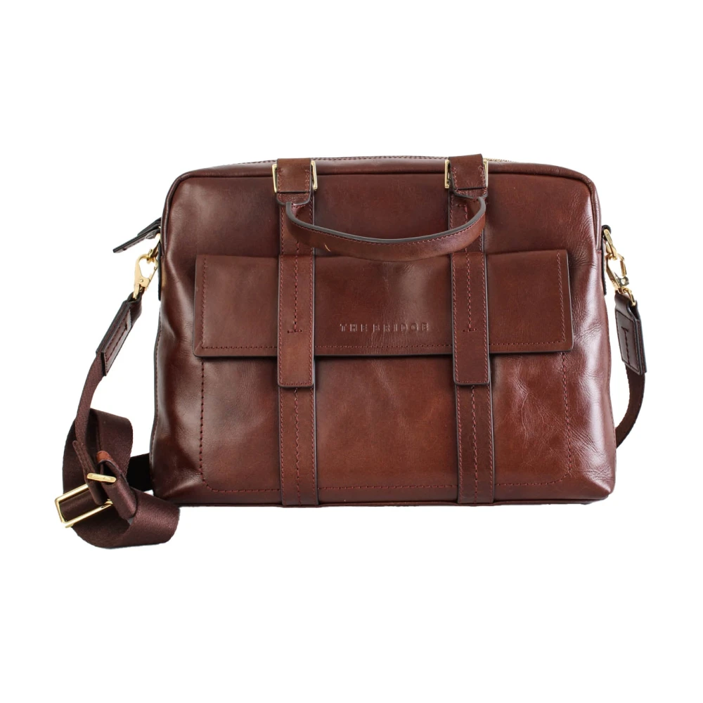 The Bridge Men's Brown Leather Shoulder Bag With Zip