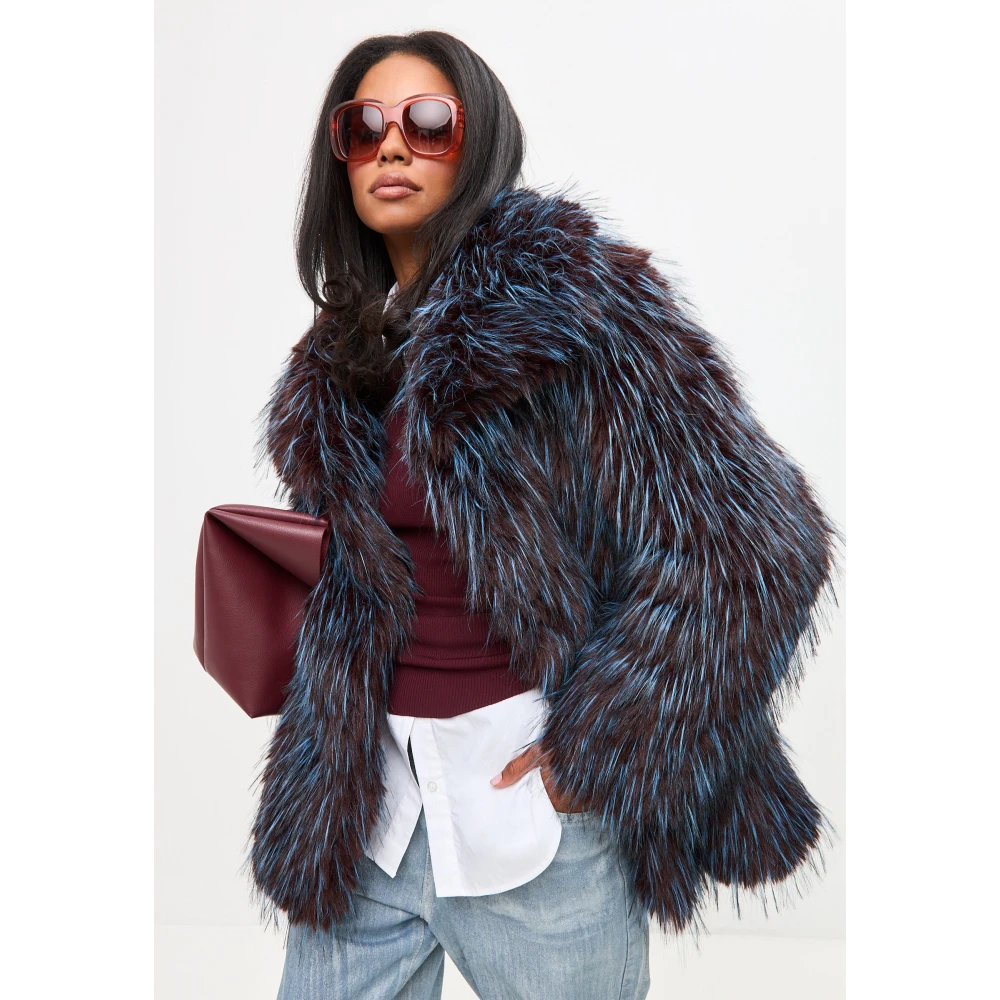 Cesare Gaspari Faux Fur & Shearling Jackets Blue Dames