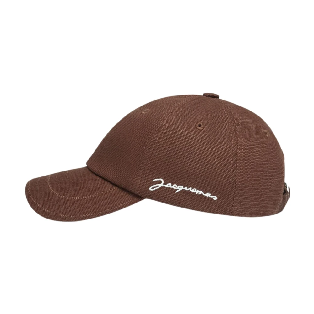 Jacquemus Klassieke Katoenen Pet met Geborduurd Logo Brown Dames