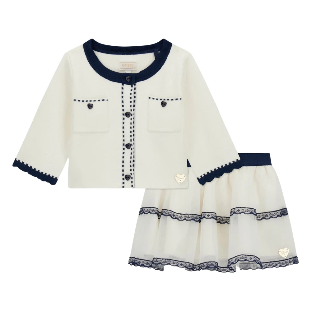 Guess Girls Beige Cardigan And Tulle Skirt Set - Kids Sets - 18 M - Kids