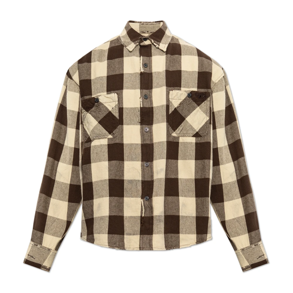 Diesel Mannelijk Bruin Overhemden Heren, S, S-Drum Shirt