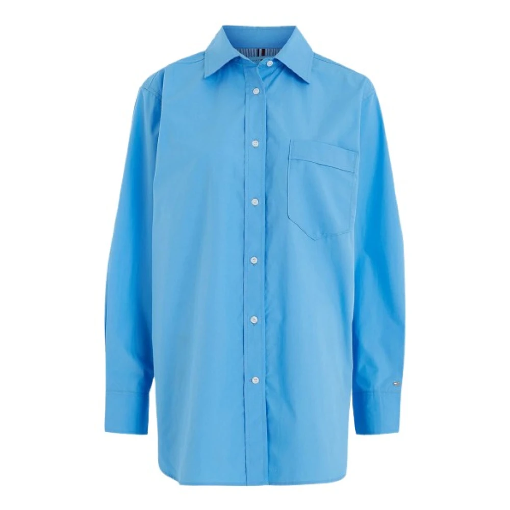 Tommy Hilfiger Women's Blue Oversized Cotton Poplin Shirt - Shirts - Xs - Blouses & Shirts
