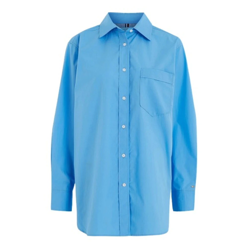 Tommy Hilfiger Oversized Katoenen Poplin Shirt Blue Dames