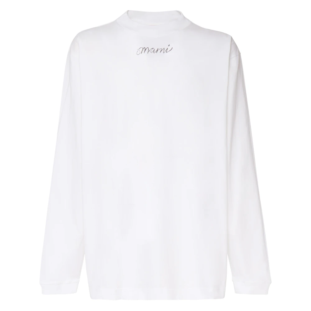 Marni Katoenen trui met kalligrafische print White Heren