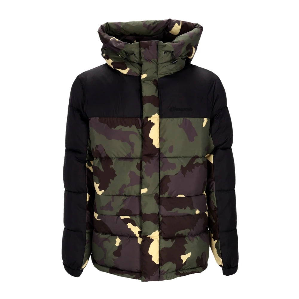 Propaganda Camo Puffer Down Jacka Dragkedja Huva Multicolor, Herr