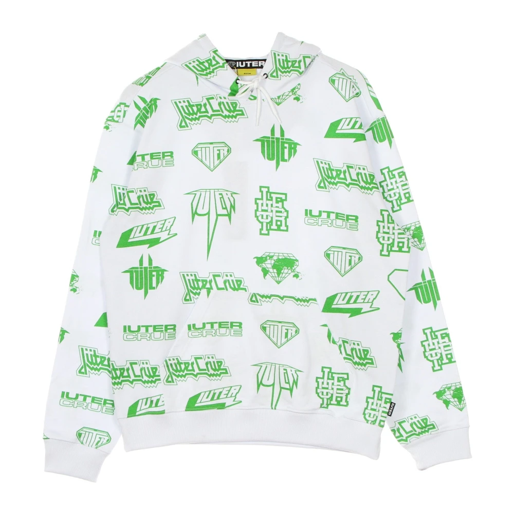 Iuter Witte Allover Hoodie Lichtgewicht Sweatshirt White Heren
