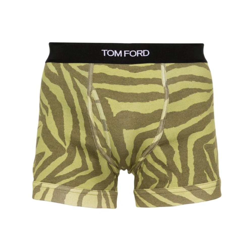 Tom Ford Zebra Print Elastisk Midjeband Lårhögt Underkläder Green, Herr