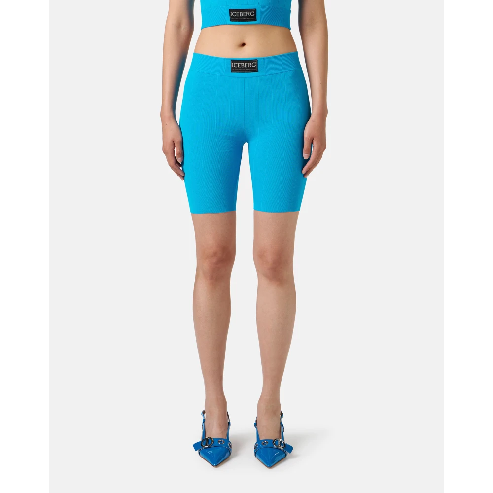 Iceberg Turquoise Active Bermuda shorts in stretch viscose met logo Blue Dames