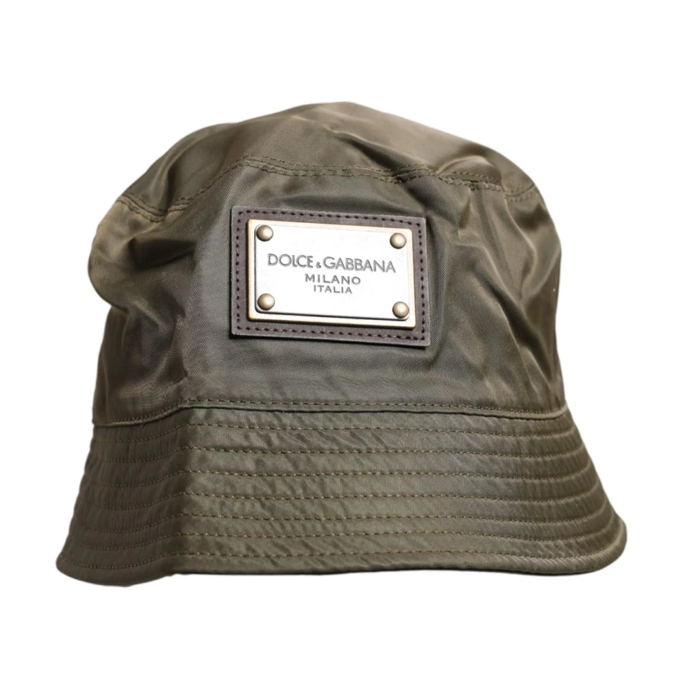 Dolce & Gabbana Men's Brown Wide Brim Bucket Hat With Dg Plaque