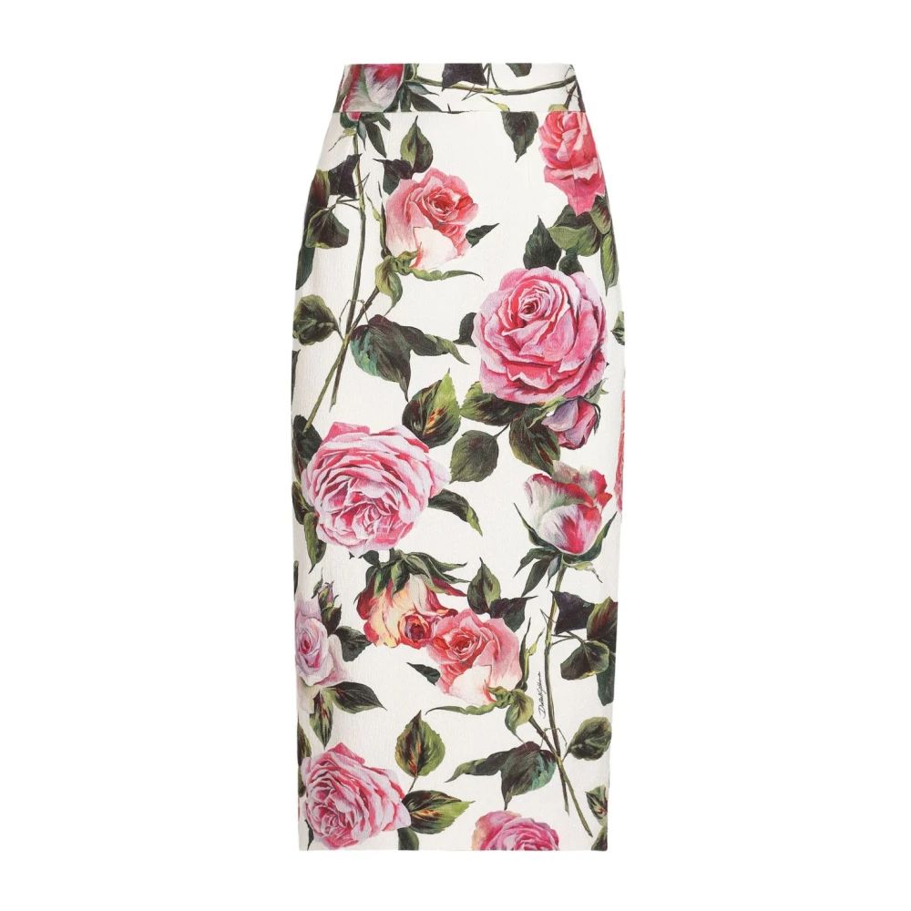 Dolce & Gabbana Witte Roze Rok Elegante Chic Stijl Multicolor Dames