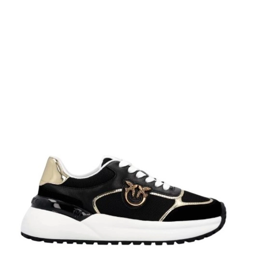 Pinko Women's Black Sneakers, 7 Uk, Lace-Up Trainers Love Birds