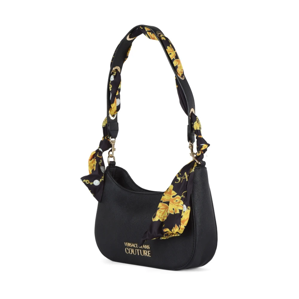 Versace Jeans Couture Saffiano Schoudertas met Decoratieve Sjaal Black Dames