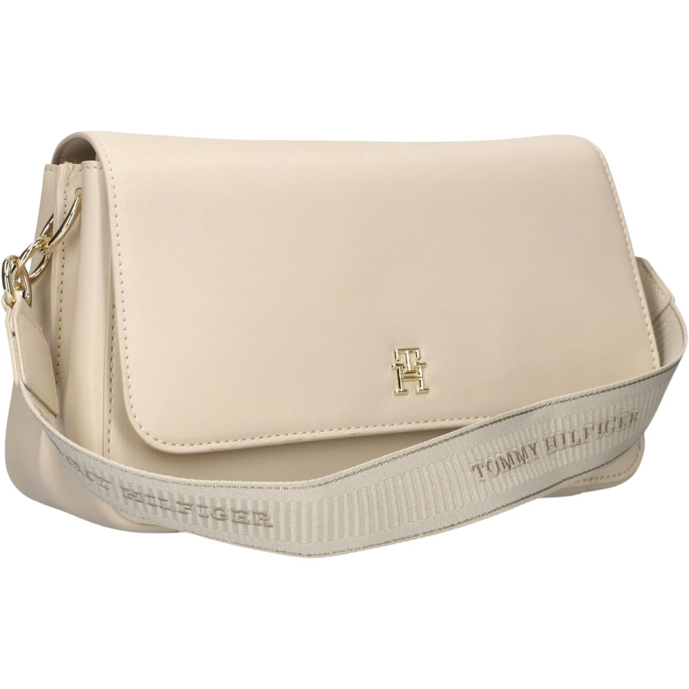 Tommy Hilfiger Beige Leren Schoudertas TH Fresh Crossover Beige Dames