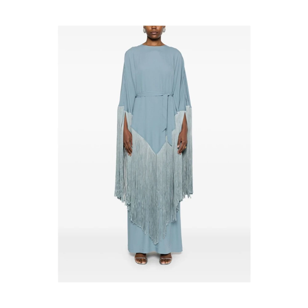 Taller Marmo Groen Aqua Cape Mouw Franje Jurk Blue Dames