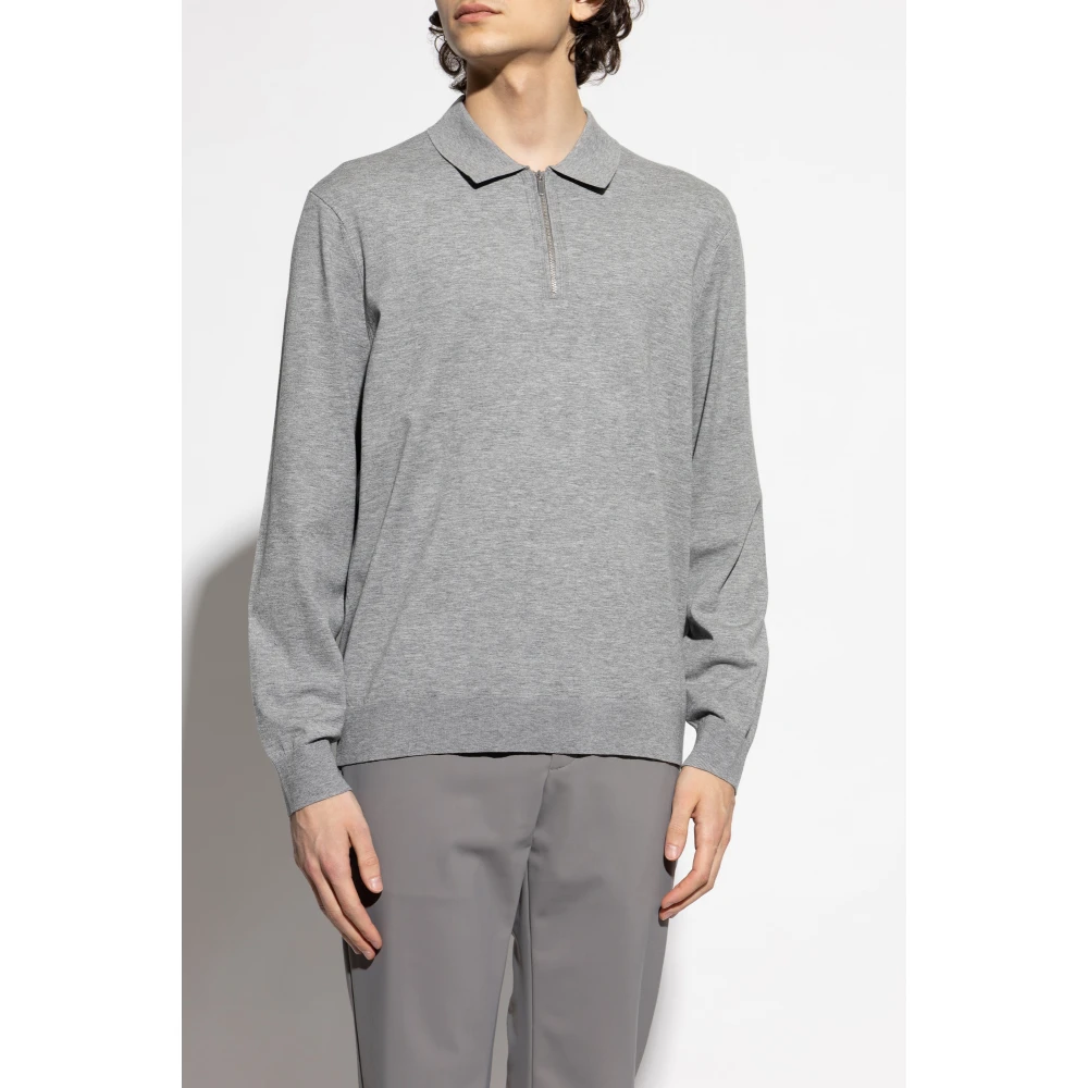 Theory Lange mouw polo Gray Heren