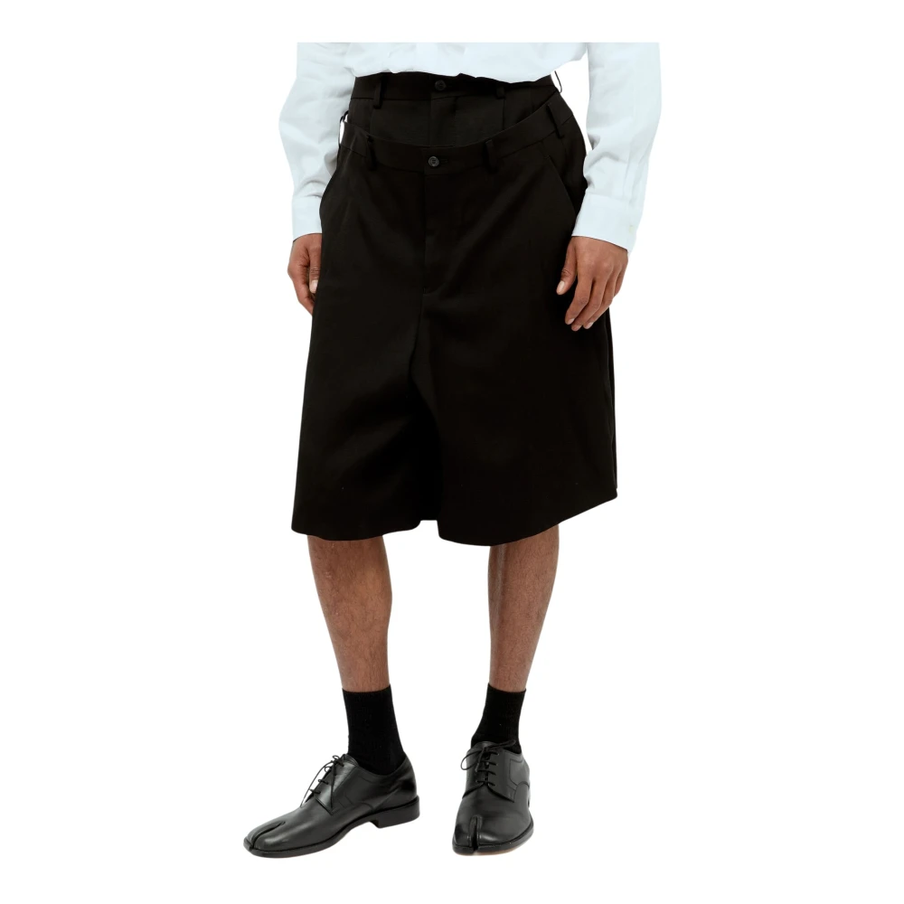 Comme des Garçons Gestructureerde Draperende Bermuda Shorts Black Heren