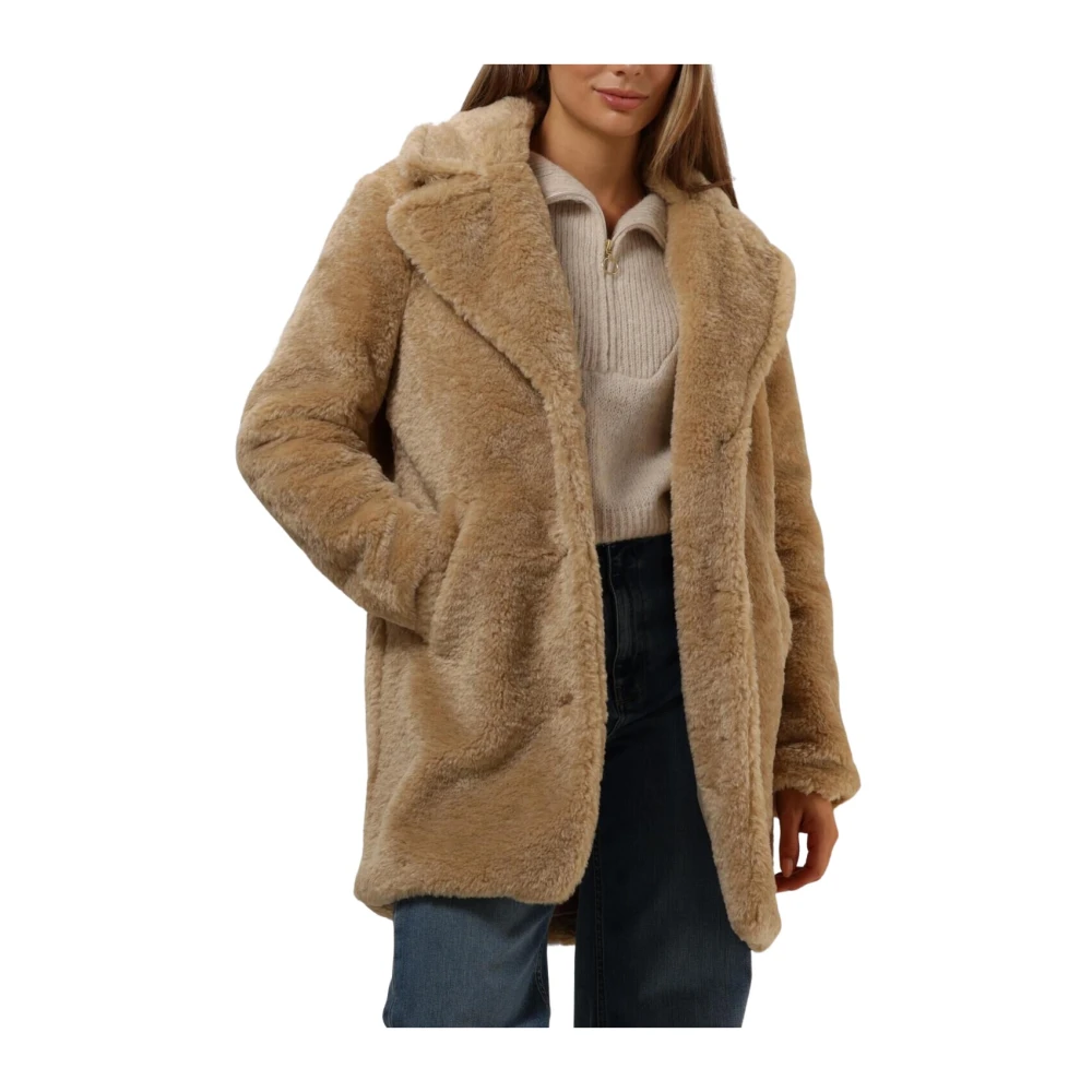 Notre-v Beige Teddy Jas voor Stijlvolle Winter Brown Dames