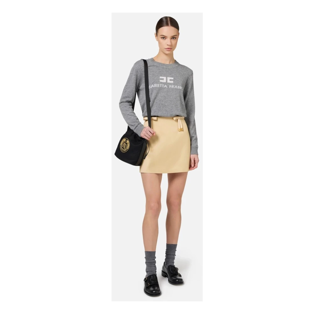 Elisabetta Franchi Kasjmiermix Crew-Neck Sweater Gray Dames