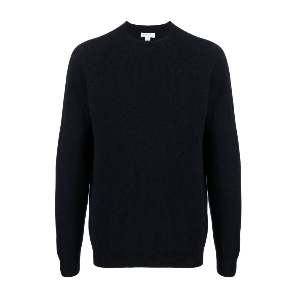 Mørk Navy Lambswool Crew Neck Sweater