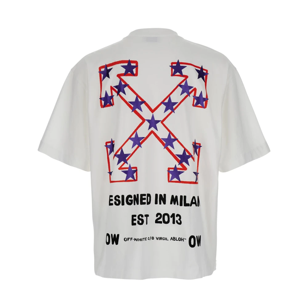 Off White Star Arrow White T-Shirt met Maxi Logo White Heren