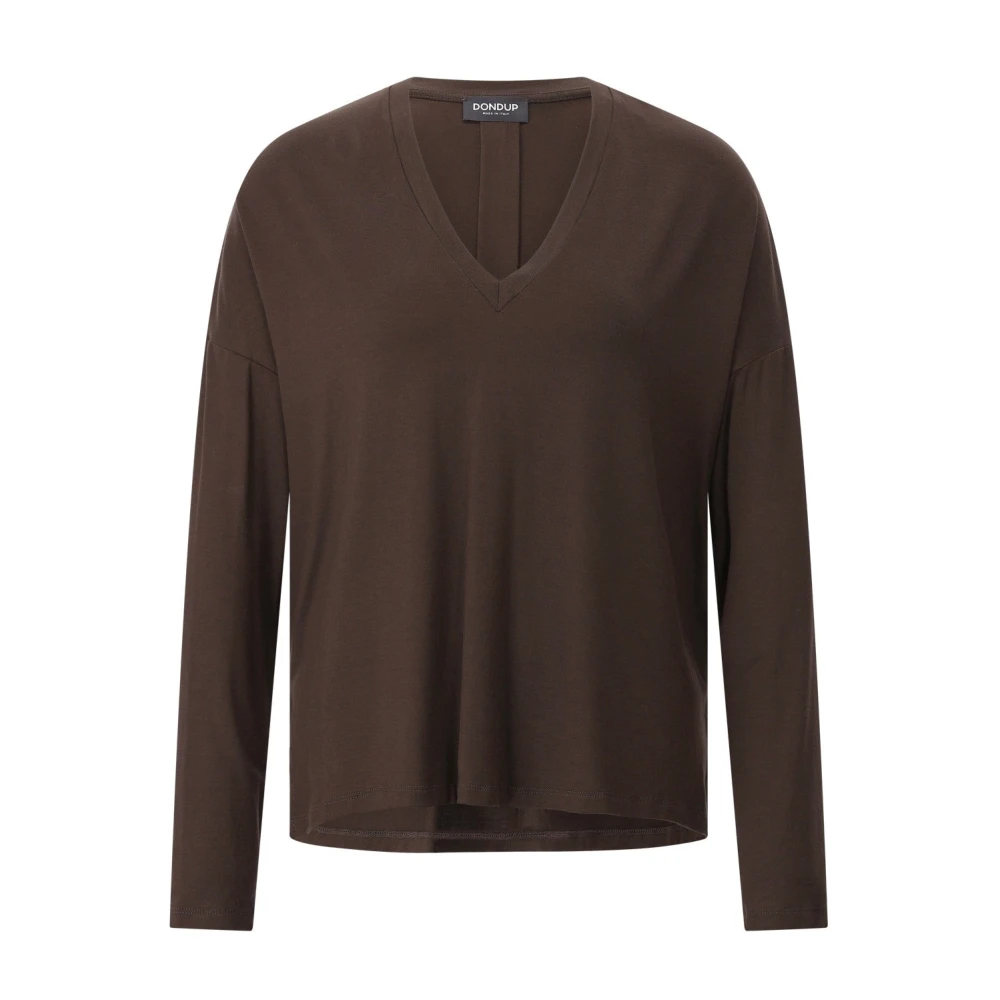 Dondup Donna Marrone - Maglia Oversize A Maniche Lunghe Con Scollo A V - Tops - L