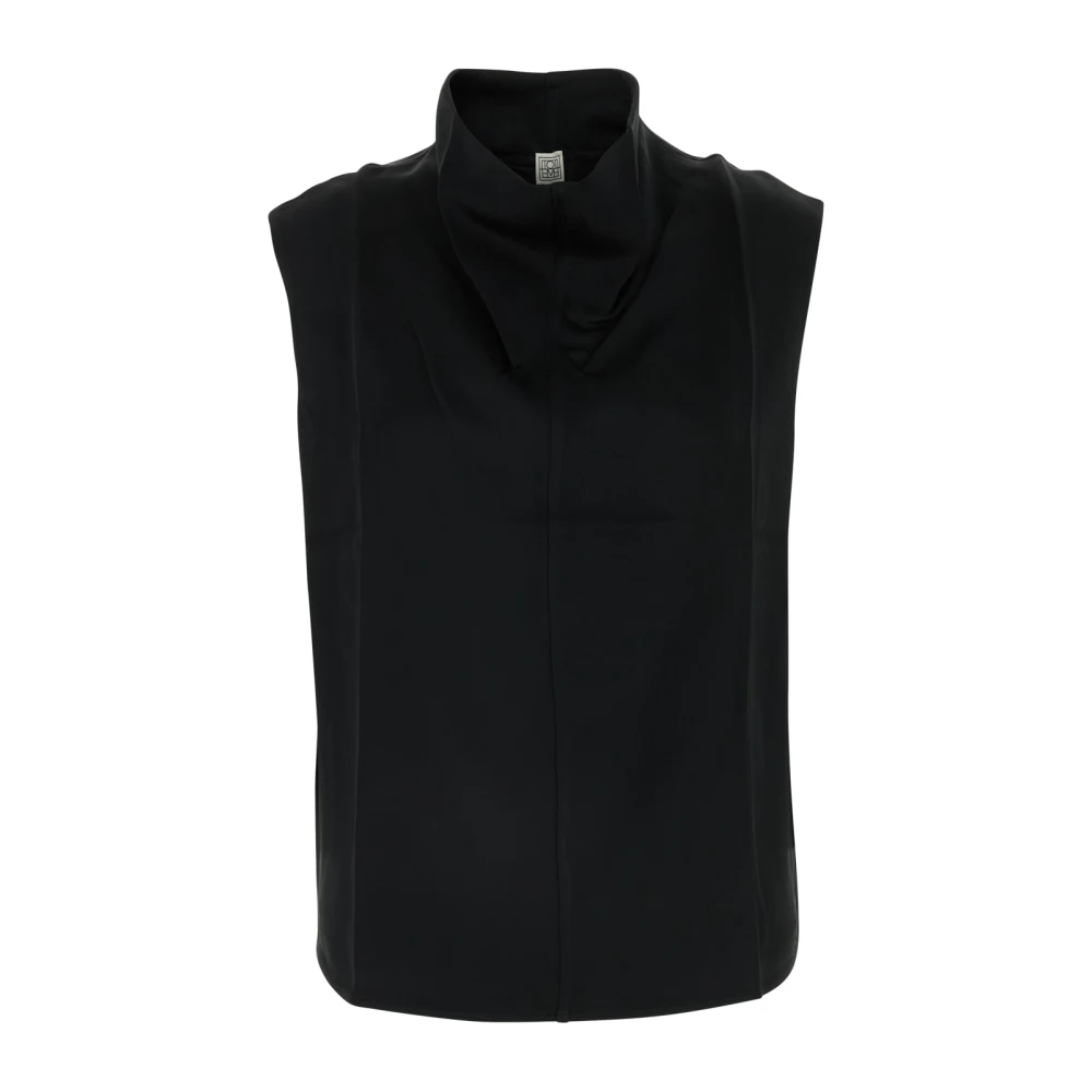 TotêMe Mouwloze funnel-neck top Black Dames