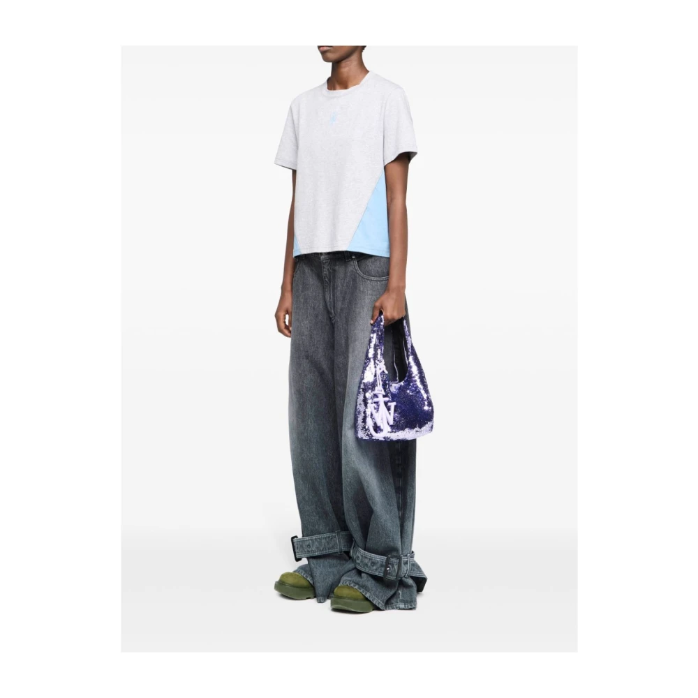 JW Anderson Grijze Panel Ronde Hals T-shirt Gray Dames