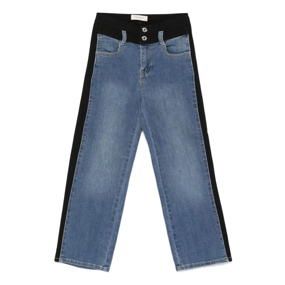 Twinset Regelbundna jeans med flanell detaljer Blue, Unisex