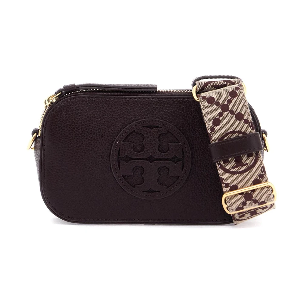 TORY BURCH Mini crossbody tas van generfd leer Purple Dames