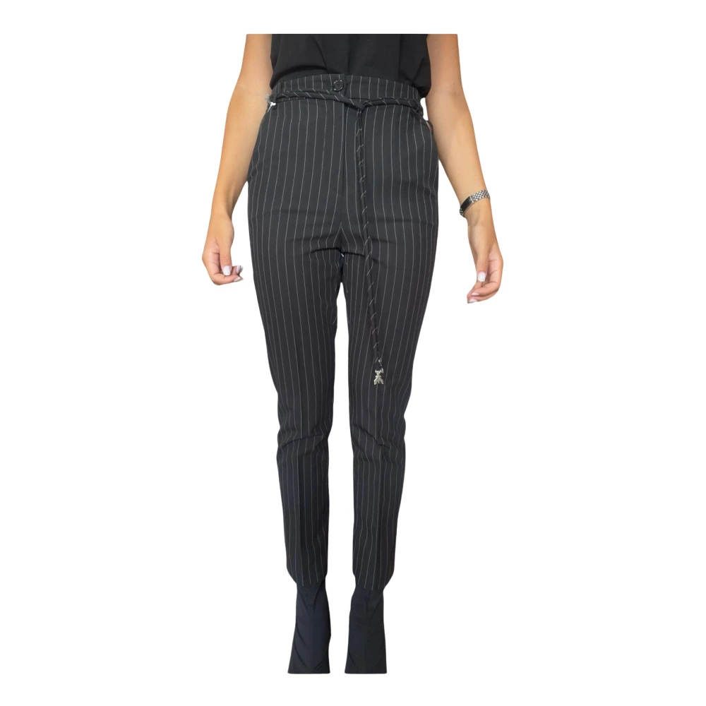 PATRIZIA PEPE Zwarte Gestreepte Elegante Broek Black Dames