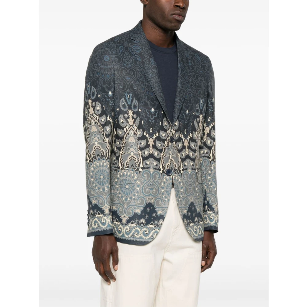 ETRO Rode Linnen Katoenen Jas met Medaillon en Paisley Print Multicolor Heren