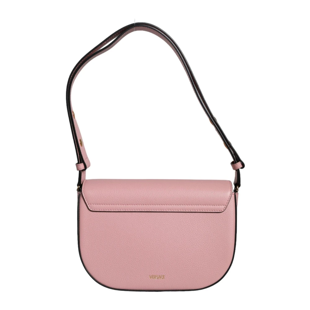 Versace Leren Crossbody Schoudertas Roze Zwart Pink Dames