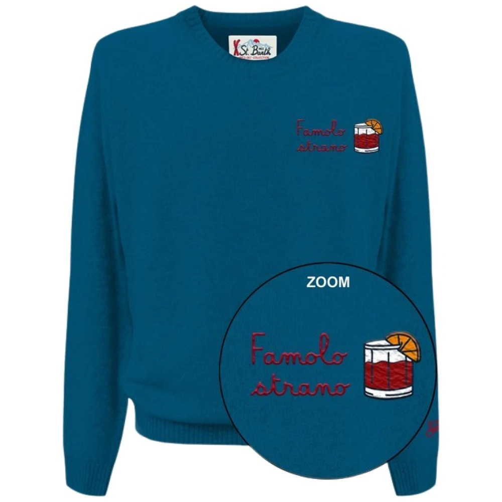 Mc2 Saint Barth Men's Blue Round-Neck Knitwear, M, Heron Crewneck Jumper
