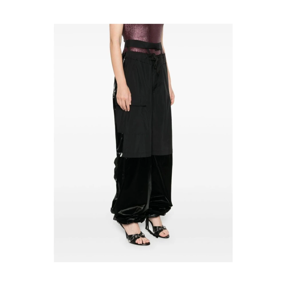 Ottolinger Zwarte Katoenen Panel Cargo Broek Black Dames