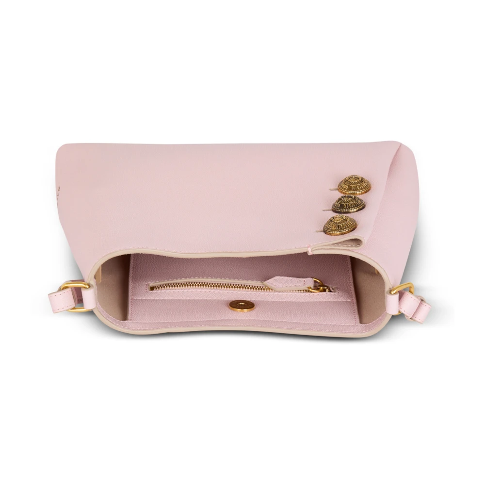 Balmain Emblème Schoudertas van generfd kalfsleer Pink Dames