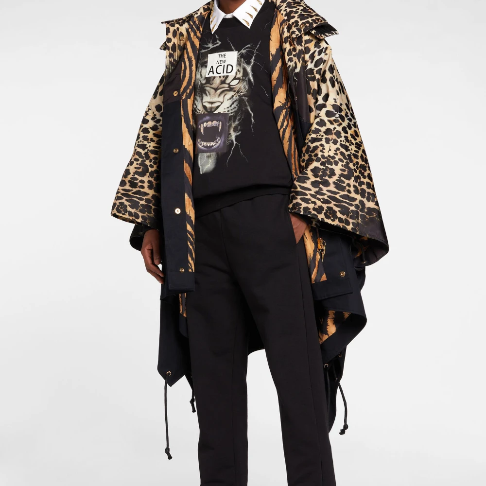 Roberto Cavalli Tiger Tooth Straight-Leg Sweatpants Black Heren