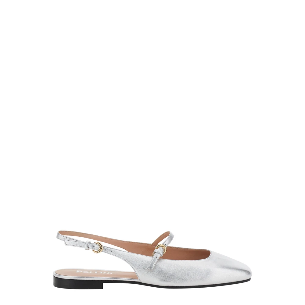 Pollini Grijze Slingback Ballerina Leren Vrouw Gray Dames