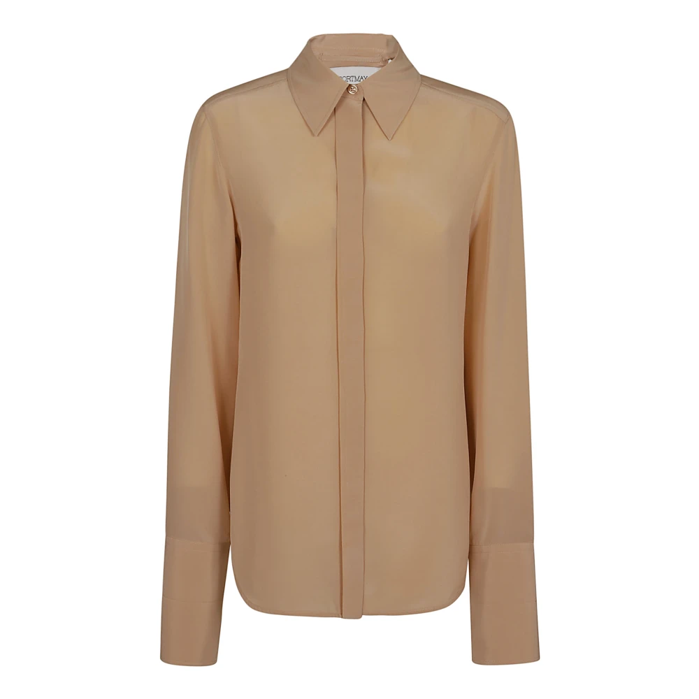 Max Mara Zijden Crêpe de Chine Shirt Nude Beige Dames