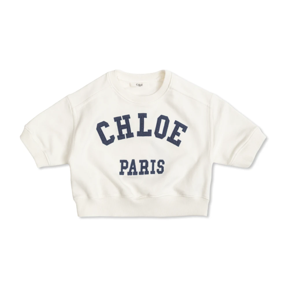 Chloé Unisex Kids White Kids Sweatshirts, 4 Y, Logo Sweatshirt