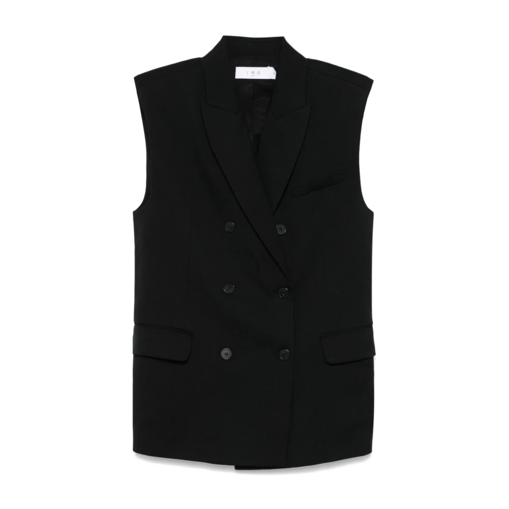 IRO Zwarte dubbelrijige wollen jas Black Dames