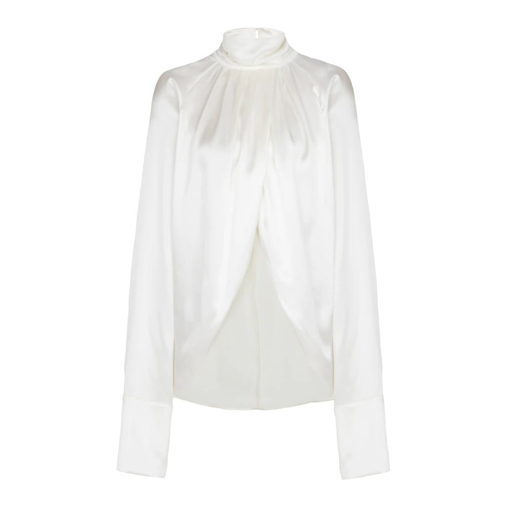 Balmain Women's White Draped Silk Blouse - Blouses - S - Blouses & Shirts